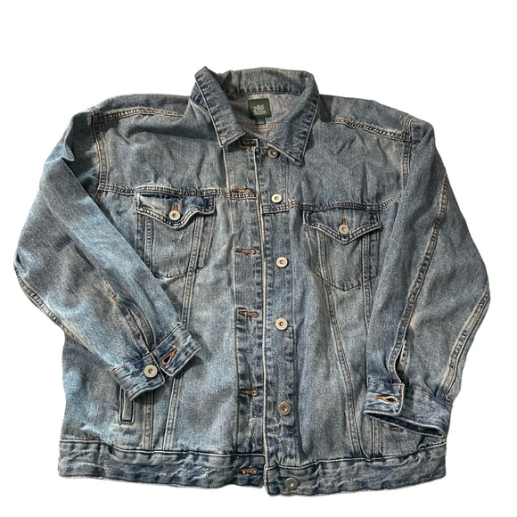Wild Fable women's size large oversized trucker jean jacket with pockets - Picture 1 of 5